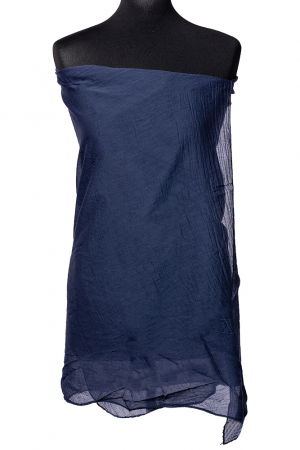 Eșarfe din Mătase - Esarfa bleumarin, dreptunghiulara, in colturi alungite, din bumbac si matase