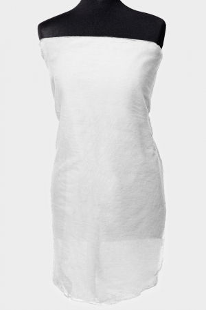 Eșarfe din Mătase - Esarfa alba, dreptunghiulara, in colturi alungite, din bumbac si matase