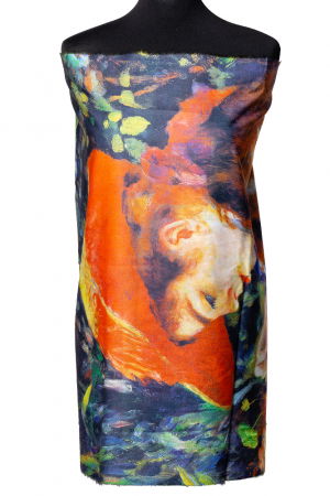 Esarfa cashmere cu doua fete cu imprimeu natura statica cu crizanteme in vaza [1]