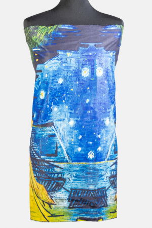 ACCESORII DAMĂ - Esarfa vascoza cu fir din lurex, cu reproducere dupa " Cafeneaua" de Van Gogh