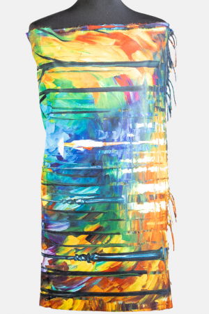 Eșarfe tip Cashmere - Esarfa cashmere cu fir din lurex, doua fete imprimata cu reproducere dupa o pictura cu fata cu umbrela