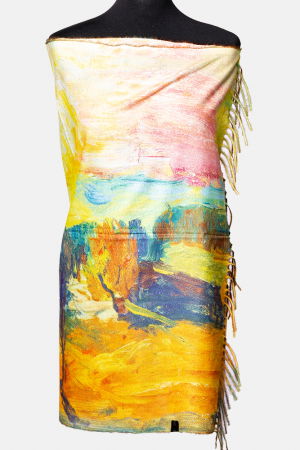 Esarfa cashmere cu doua fete imprimata cu reproduceri dupa o pictura cu flori de camp [1]