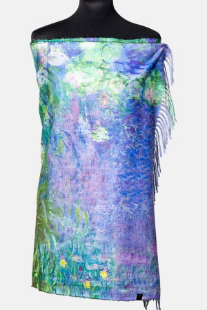 Esarfa cashmere cu doua fete imprimata cu un peisaj de padure cu podet [1]