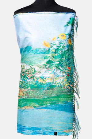 Esarfa cashmere cu doua fete imprimata cu un peisaj marin cu far [1]