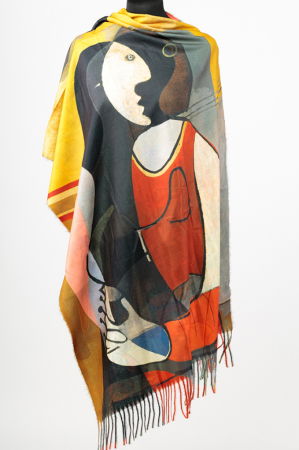 ACCESORII DAMĂ - Esarfa cashmere cu doua fete imprimata cu reproducere dupa " Woman dressing her hair" a lui Picasso