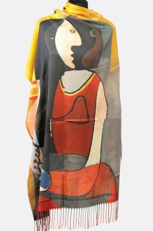 Esarfa cashmere cu doua fete imprimata cu reproducere dupa " Woman dressing her hair" a lui Picasso [2]