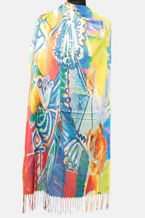 Esarfa cashmere cu doua fete imprimata cu reproducere colorata intens a lui Picasso [1]