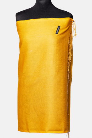 Eșarfe tip Cashmere - Esarfa cashmere cu fir din lurex, doua fete uni, galben si bej