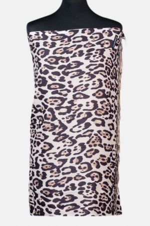 Eșarfe tip Cashmere - Esarfa cashmere cu fir din lurex, imprimeu animal print pe fond bej