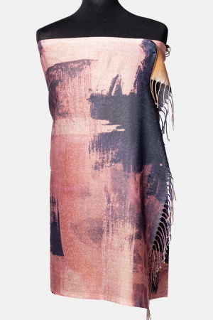 Eșarfe tip Cashmere - Esarfa cashmere cu fir din lurex, nuante de roz si gri Brush