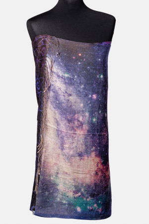 Eșarfe tip Cashmere - Esarfa cashmere cu fir din lurex, nuante de indigo Galaxy