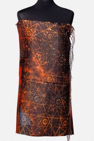 Eșarfe tip Cashmere - Esarfa cashmere cu fir din lurex, nuante de portocaliu Galaxy