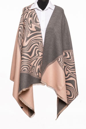 Eșarfe tip Cashmere - Esarfa cashmere animal print, gri si roz prafuit