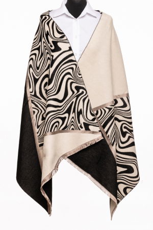 Eșarfe tip Cashmere - Esarfa cashmere animal print, negru si alb