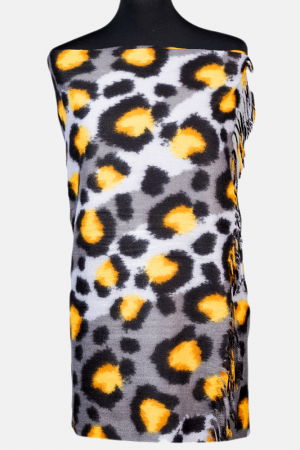 Esarfa cashmere model animal print cu nuante de galben si gri