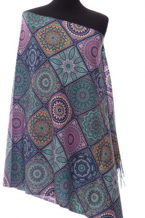 Eșarfe tip Cashmere - Esarfa casmir dreptunghiulara modele marocane in nuante de verde