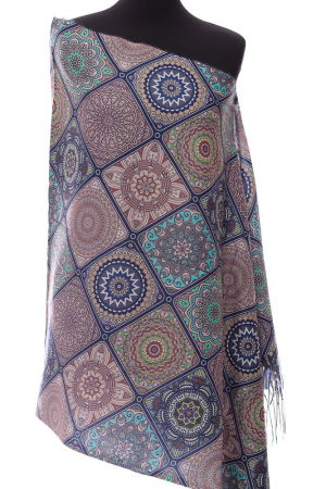 Eșarfe tip Cashmere - Esarfa casmir dreptunghiulara modele marocane in nuante de maro