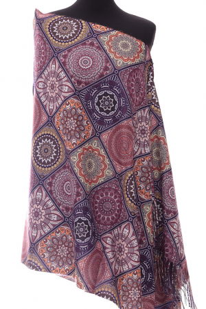 Eșarfe tip Cashmere - Esarfa casmir dreptunghiulara modele marocane in nuante de bordo