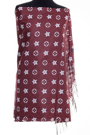 ACCESORII DAMĂ - Esarfa casmir dubla fata cu model gen Louis Vuitton, bordo