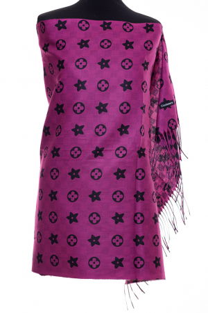 ACCESORII DAMĂ - Esarfa casmir dubla fata cu model gen Louis Vuitton, mov zmeura