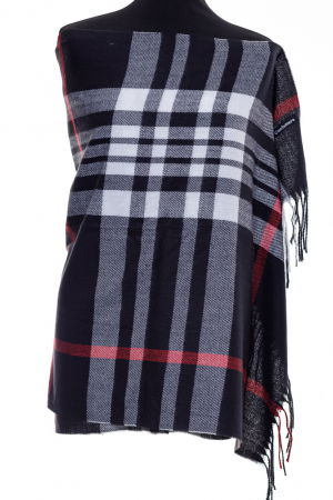 Eșarfe tip Cashmere - Esarfa casmir unisex cu carouri pe fond negru