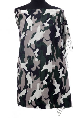 ACCESORII DAMĂ - Esarfa casmir unisex cu imprimeu army pe fond verde inchis