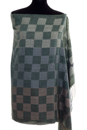 Eșarfe tip Cashmere - Esarfa casmir unisex cu imprimeu tabla de sah pe fond verde
