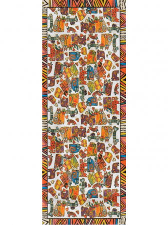 Esarfa cu doua fete, din matase, cu imprimeu diferite pisici tribale [4]