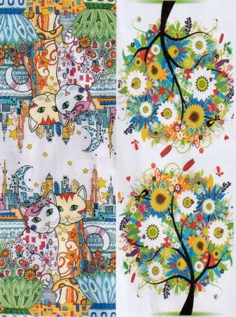 Esarfa cu doua fete, din matase, cu imprimeu pisici impodobite in oras [3]