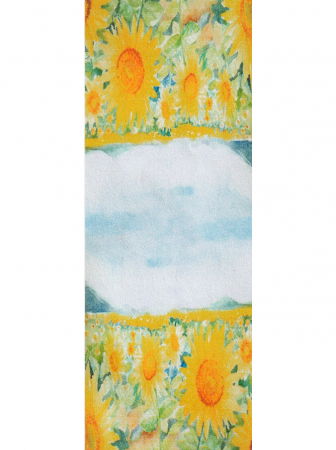 Esarfa cu doua fete, din matase, cu imprimeu diferite pisici in copac si floarea soarelui [4]