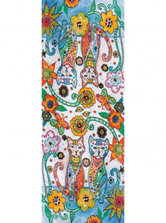 Esarfa cu doua fete, din matase, cu imprimeu pisici impodobite si flori [2]