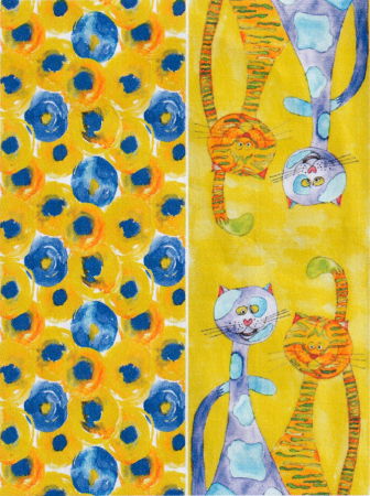 Esarfa cu doua fete, din matase, cu imprimeu pisici cu gatul lung si flori [4]