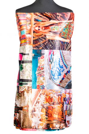 Eșarfe din Mătase - Esarfa cu doua fete, din matase cu fragmente din diferite medii