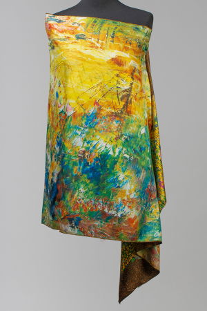 Esarfa cu doua fete, din matase, imprimata cu reproducere dupa "Sarutul " de Gustav Klimt [1]