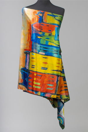 Eșarfe din Mătase - Esarfa cu doua fete, din matase, imprimata cu reproduceri dupa picturi celebre