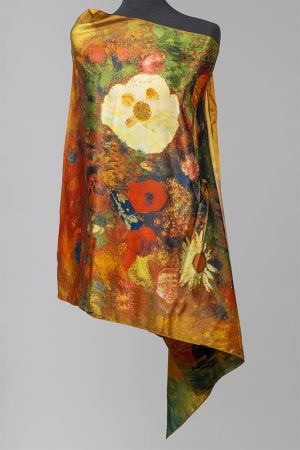 Eșarfe din Mătase - Esarfa cu doua fete, din matase, imprimata cu reproduceri dupa picturi celebre