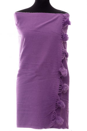 ACCESORII DAMĂ - Esarfa din casmir cu ciucuri din blanita naturala, mov