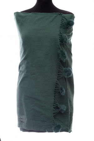 Eșarfe tip Cashmere - Esarfa din casmir cu ciucuri din blanita naturala, verde