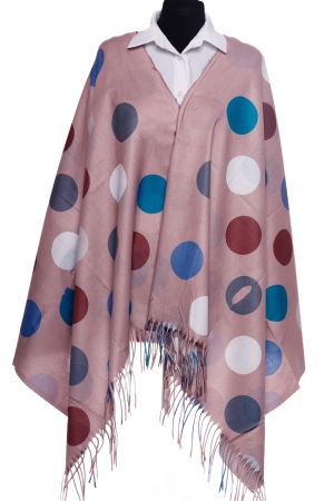 ACCESORII DAMĂ - Esarfa din casmir cu buline multicolore pe fond roz prafuit