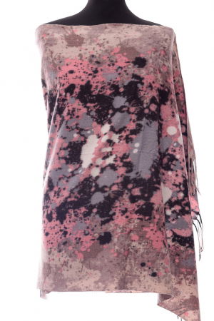 ACCESORII DAMĂ - Esarfa din casmir cu fata dubla dripping roz pe fond bej