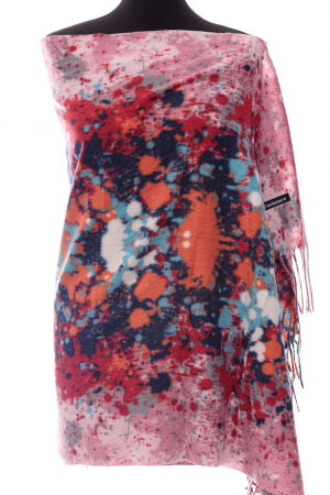 ACCESORII DAMĂ - Esarfa din casmir cu fata dubla dripping bordo pe fond roz