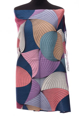 Eșarfe tip Cashmere - Esarfa din casmir cu jocuri de linii gri, roz, mov si albastru