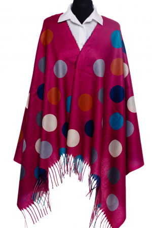 ACCESORII DAMĂ - Esarfa din casmir cu buline multicolore pe fond mov zmeura
