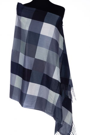 Eșarfe tip Cashmere - Esarfa din casmir cu patrate in nuante de gri si negru