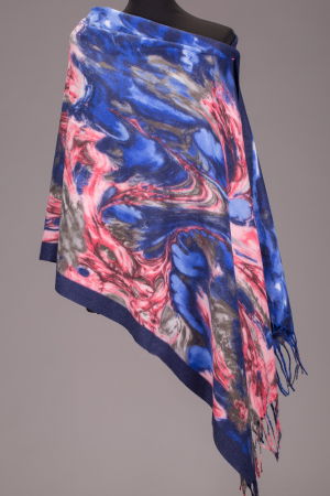 Cumpara impreuna cu discount - Esarfa dreptunghiulara din cashmere cu imprimeu albastru - roz