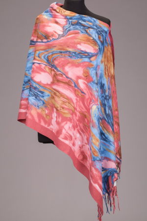 Imbracaminte noutati - Esarfa dreptunghiulara din cashmere cu imprimeu roz - bleu