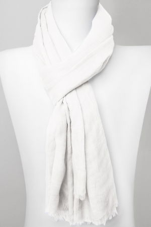 Eșarfe tip Pareo - Esarfa dreptunghiulara din matase si vascoza, alba