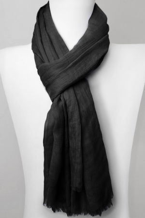 Eșarfe Uni - Esarfa dreptunghiulara din matase si vascoza, neagra