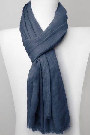 Eșarfe Uni - Esarfa dreptunghiulara din matase si vascoza, albastru marin