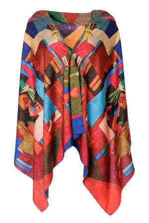 Eșarfe din Mătase - Esarfa dreptunghiulara premium cu doua fete, din matase, cu imprimeu in stil Picasso